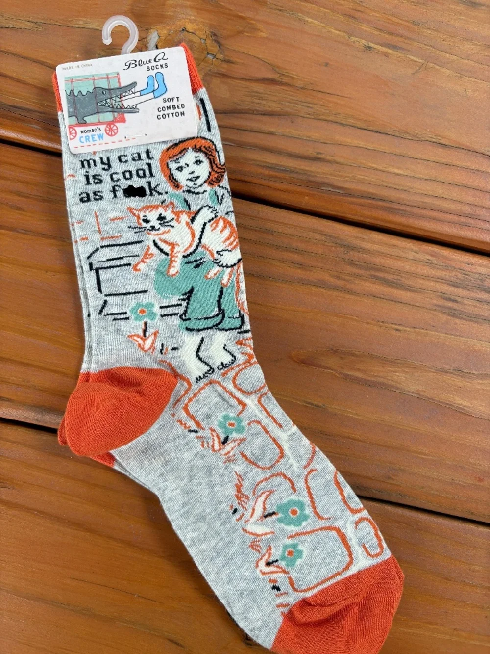 NWT Blue Q Women's Socks, My Cat is Cool as F#@k